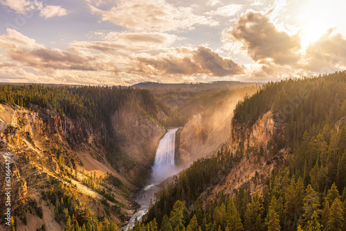 Amazing sunset at the Grand Canyon of the Yellowstone.
