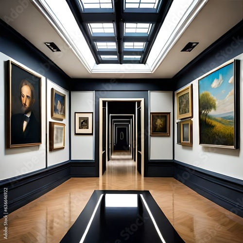 exhibition room of the art gallery.AI generated