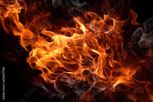 Flames, bonfire and fire, balefire and campfire, burn and burning, illustration. Generative AI. Fiery, flaming, blaze, fireball and wildfire and blazing, image