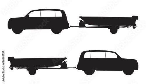 SUV and Boat Trailer in Silhouette