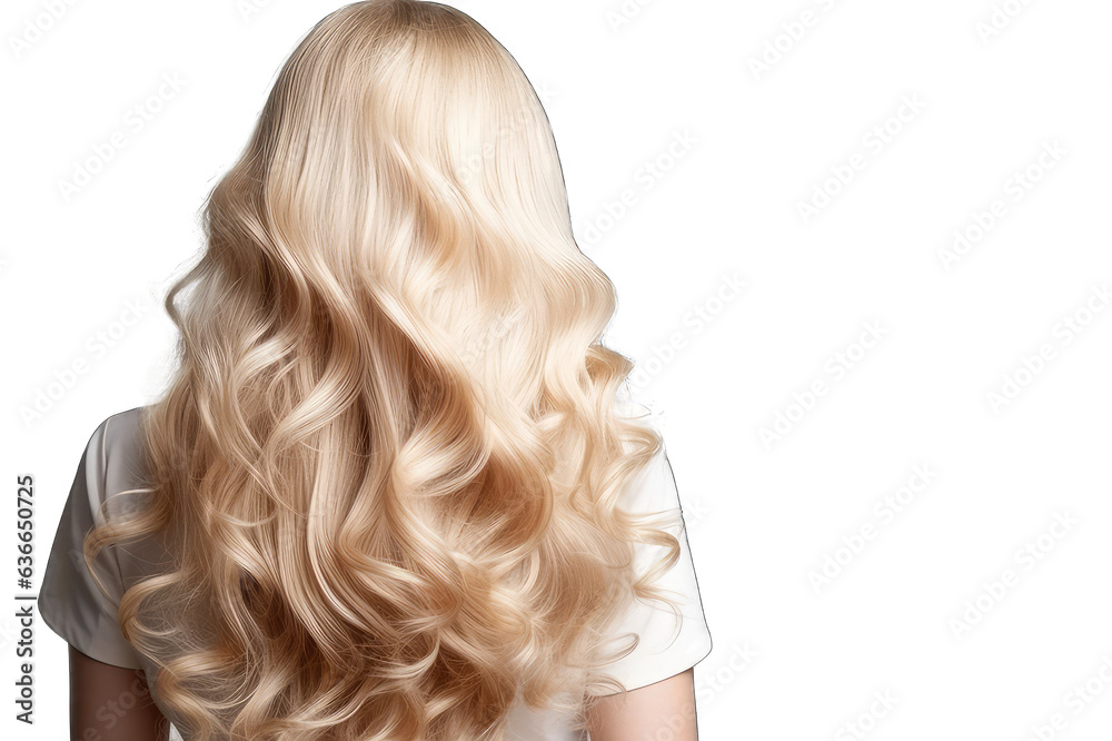 Naklejka premium Curly blond hair back view on transparent background