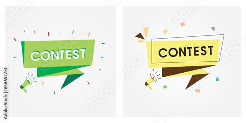 Contest BANNER with Megaphone. Loadspeaker. used for marketing and advertising , vector EPS 10