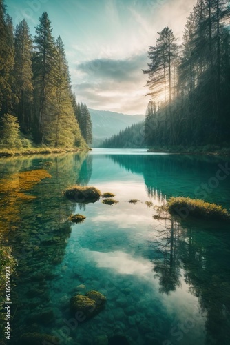 Landschaft  See  klares Wasser  Natur  Wald  Reflexion  Motivation