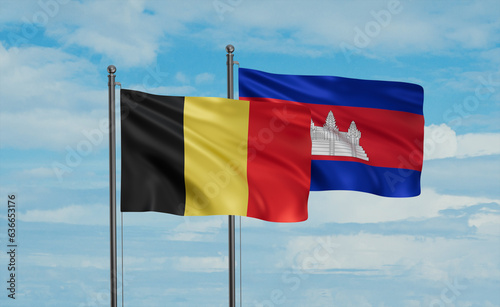 Cambodia and Belgium flag