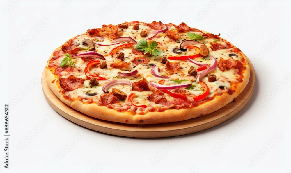 italian food pizza on white background for restaurant menu 