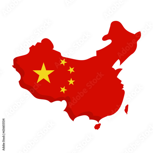 China flag map icon. Mainland China. Vector.