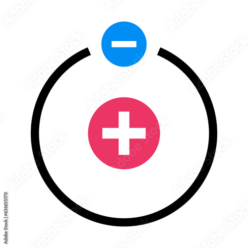 Proton and electron icon. Vector.