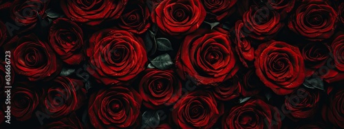 Roses with drop of water, wallpaper, Generative AI