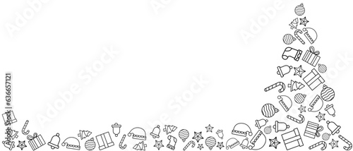 christmas vector line art decoration elements , christmas happy new year doodles vector eps 10