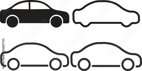 set of Car icons. Simple outline style sign symbol. Auto, view, sport, race, transport concept. car icons collection isolated on white background.