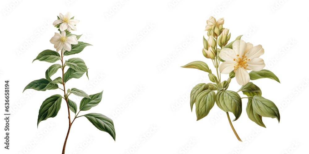 White with potato flower and leaf