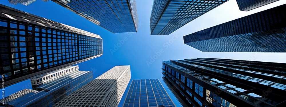 Central Business District, Office building low angle photography, generative ai