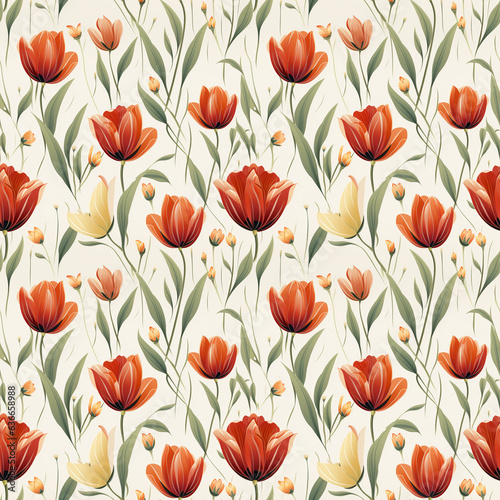 tulip pattern background. A symphony of vibrant colors dances across the canvas as elegantly rendered tulips sway in a rhythmic harmony.
