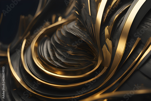black and gold colour walpaper -Generative Ai