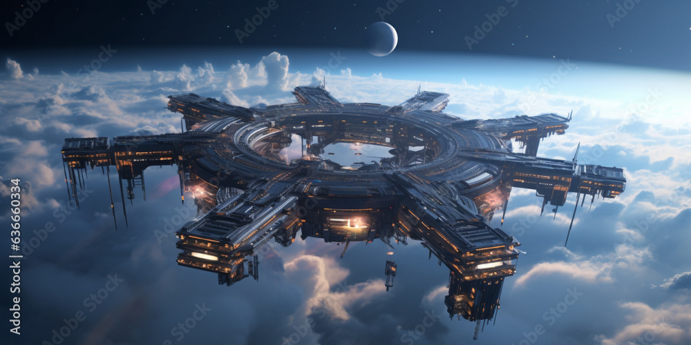 Naklejka premium the city of aliens and ufo, city of aliens