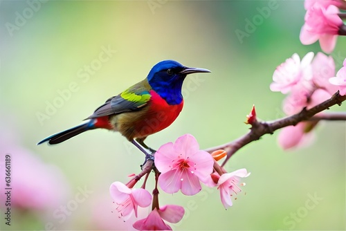 Beautiful bird Mrs. Gould's Sunbird, Blue-throated Sunbird © Tanveer