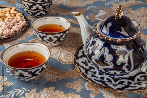 traditional uzbek tea with nuts photo