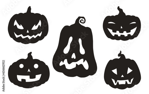 Halloween pumpkins monochrome set logotypes