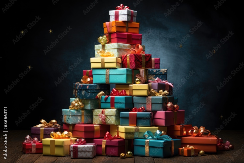 Big stack of colorful Christmas presents Big stack of colorful Christmas presents