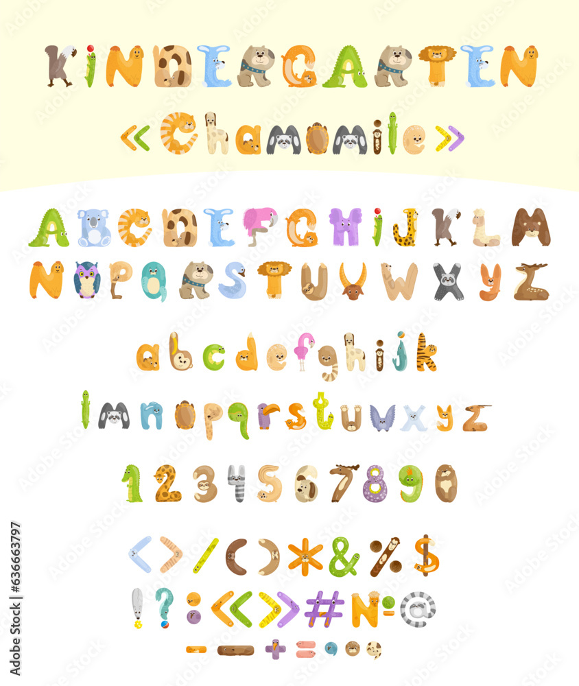 Collection of Letters, Numbers and Punctuation Marks.