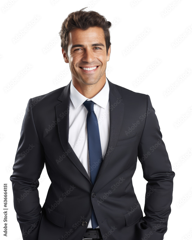 Handsome male businessman in suit, smiling, isolated on white transparent background, png Handsome male businessman in suit, smiling, isolated on white transparent background, png