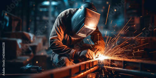 metal  worker steel  welder at work