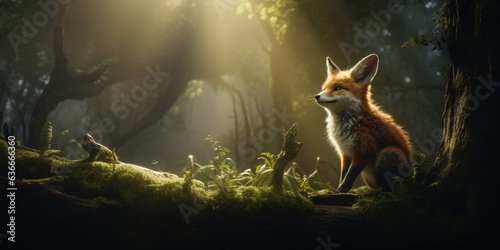 red fox in the forest, fox in the night, fox in the forest