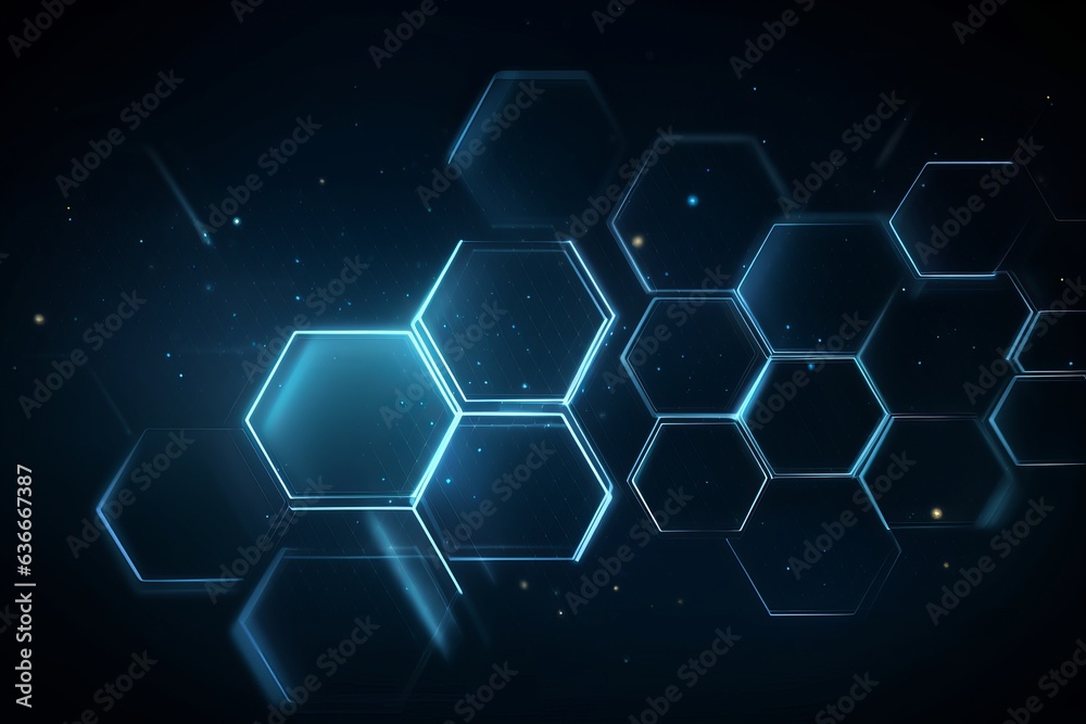 dark blue background with hexagonal shapes 