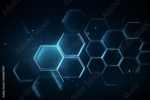 dark blue background with hexagonal shapes 