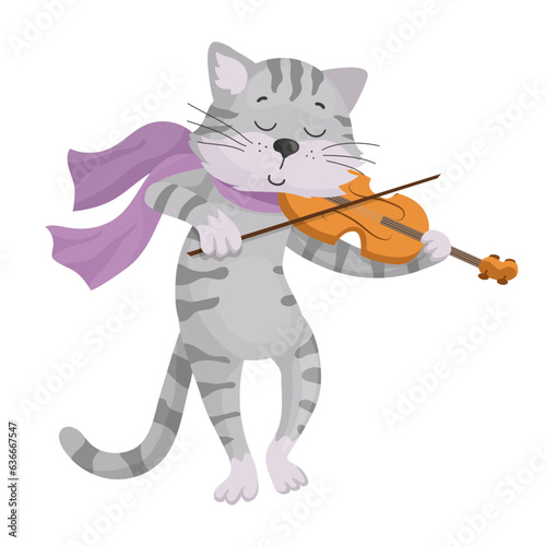 Illustration of a cat playing a violin