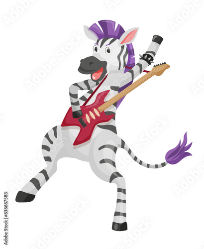 Illustration of a zebra playing a electric guitar