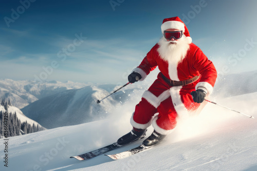 Santa Claus Shredding Snow: A Display of Skiing Mastery