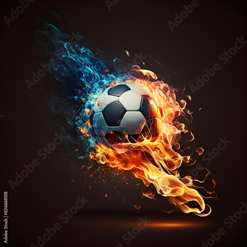 soccer ball in fire - generative AI