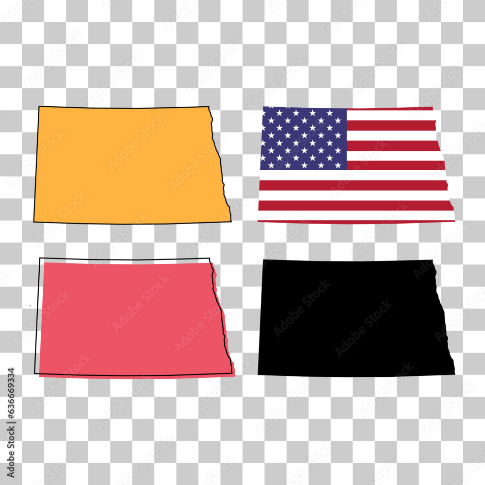 Set of North Dakota map, united states of america. Flat concept icon vector illustration Set of North Dakota map, united states of america. Flat concept icon vector illustration