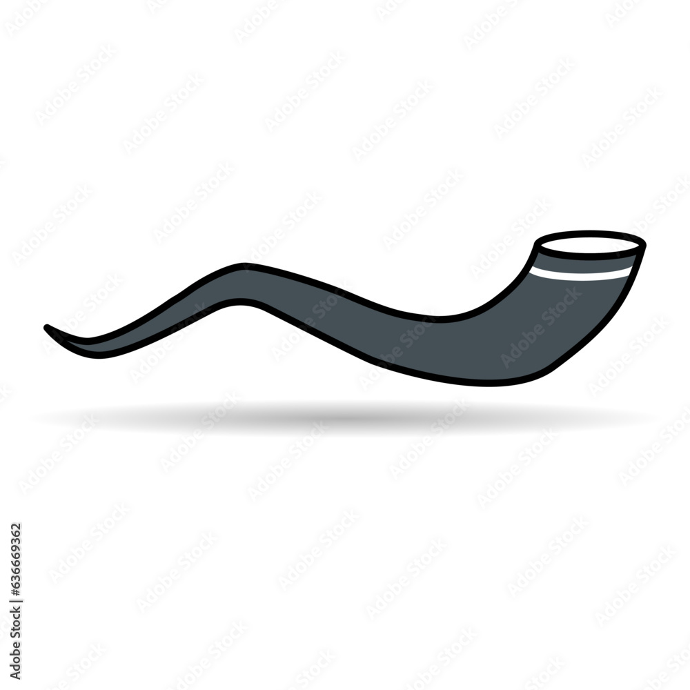Shofar horn shadow icon, graphic religion design symbol, ritual web sign vector illustration Shofar horn shadow icon, graphic religion design symbol, ritual web sign vector illustration