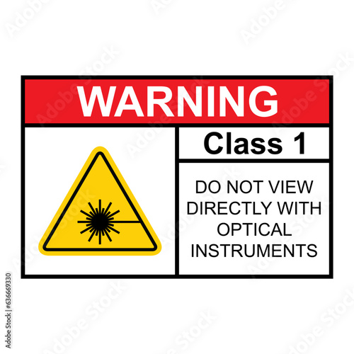 Laser radiation danger class 1 label icon, safety information symbol vector illustration