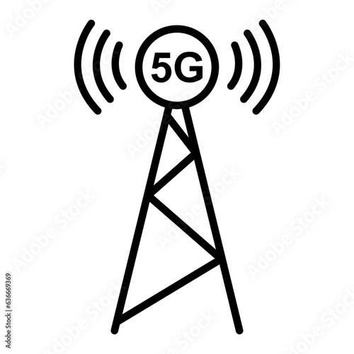 Signal tower icon, wireless technology network sign, antenna wave radio vector illustration