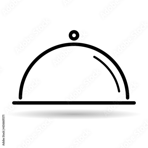 Waiter tray shadow icon, dish menu restaurant web symbol, lunch design vector illustration