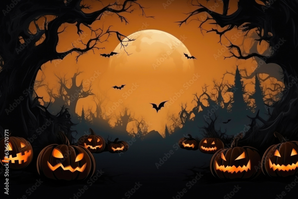 Pumpkin-Filled Graveyard: A Spooky Halloween Scene