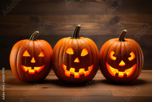 Three Eerie Halloween Pumpkins