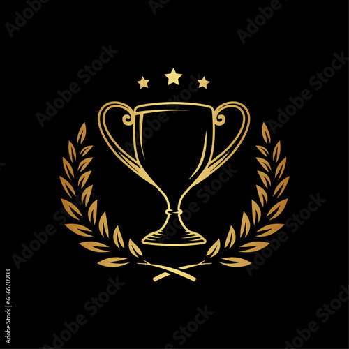 Trophy logo design template. Champions trophy logo icon.
Vector and illustration. 