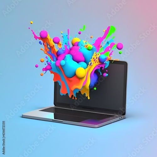 Laptop colorful paint splas...
