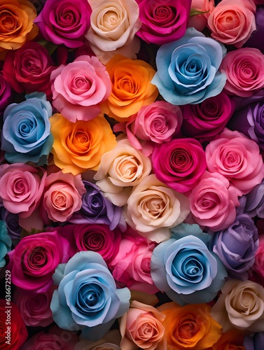 Seamless Background of Roses in multiple Colors. Floral Backdrop  