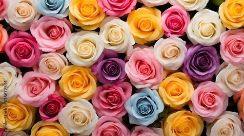 Seamless Background of Roses in multiple Colors. Floral Backdrop 

