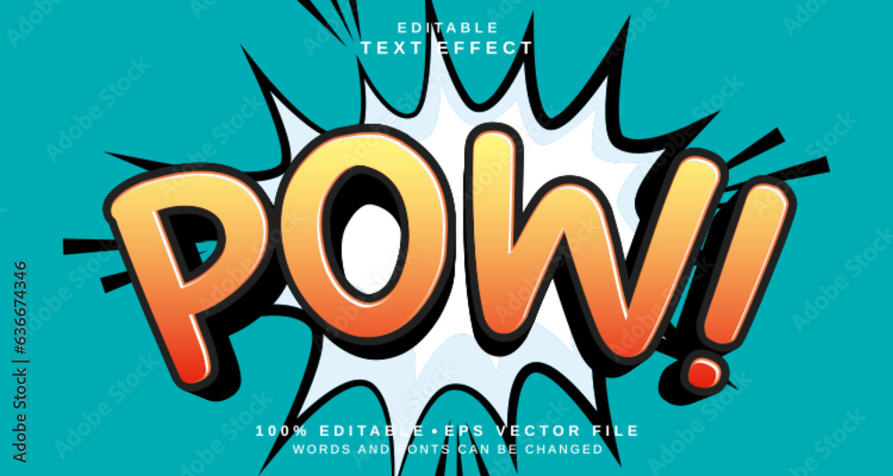 Editable text style effect - Comic Pow text style theme.