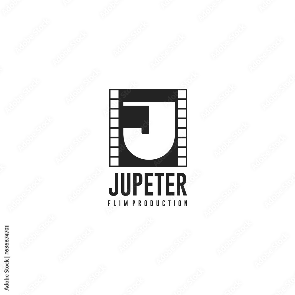 Modern J letter mark logo design for movie production, film industry and theater industry.
