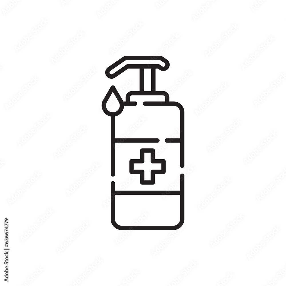 Washing hand with sanitizer liquid soap line icon. Hand sanitizer icon, illustration