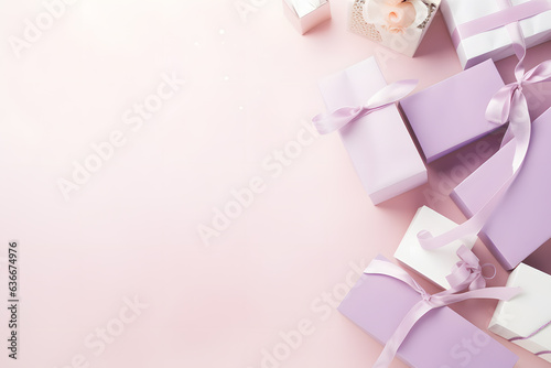 top view of shopping bags gift boxes © AGSTRONAUT