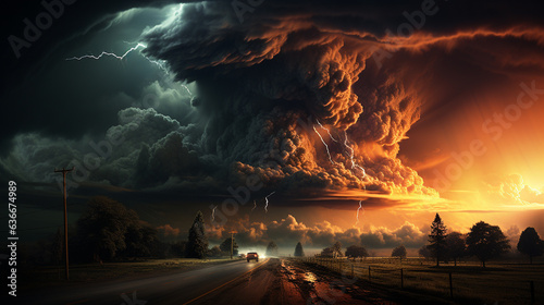 Tornado and storm.