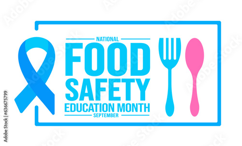 September is National Food Safety Education Month background template. Holiday concept. background, banner, placard, card, and poster design template with text inscription and standard color. vector